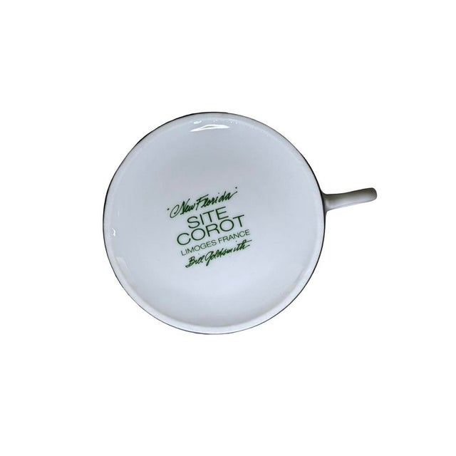 Green 1990s Bill Goldsmith Site Carot New Florida Green Limoges Cup & Saucer Set of 5 - 10 pcs For Sale - Image 8 of 14