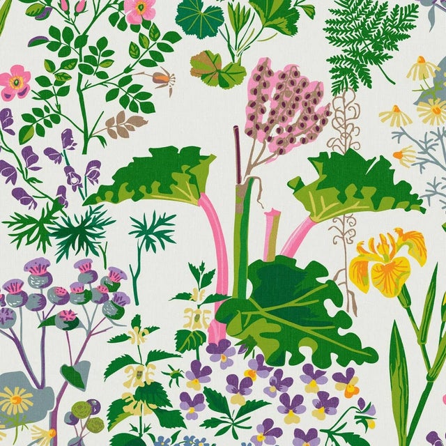 Borastapeter Rabarber Wallpaper in Ivory Multi For Sale