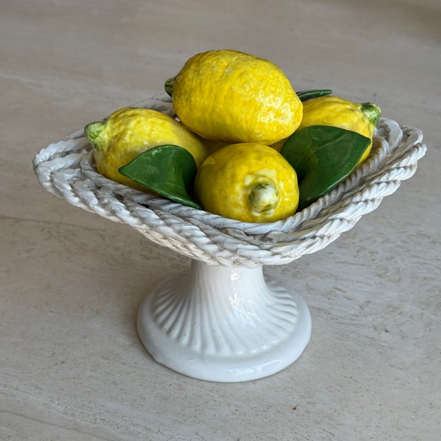 Italian Trompe l'Oeil Ceramic Lemon Basket For Sale - Image 4 of 8