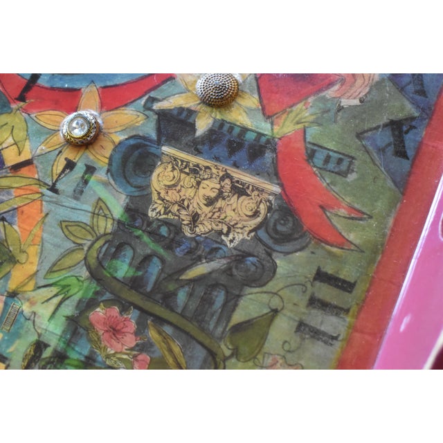 Pink Embellished Decoupage Art Tray With Cupid For Sale - Image 8 of 10