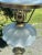 Rare Vintage Ice Blue Satin Frost Fenton Paisley Glass Table Lamp 20th C. For Sale - Image 16 of 18