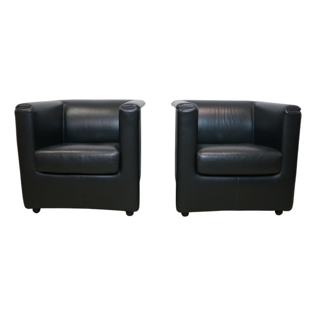 Set of Vintage Leather Club Chairs by Paolo Piva for Wittmann, 1980s For Sale
