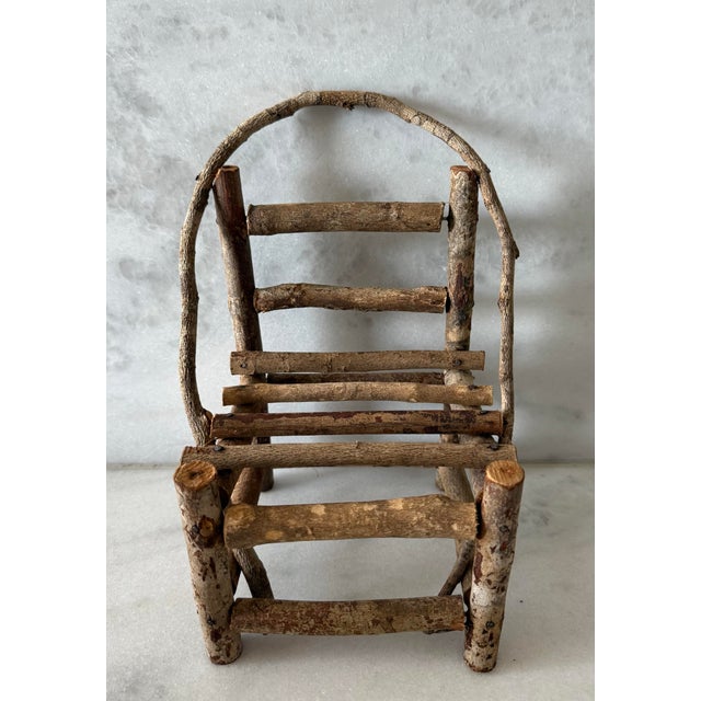 Mid 20th Century Miniature Rustic Handmade Wooden Chairs For Sale - Image 5 of 7