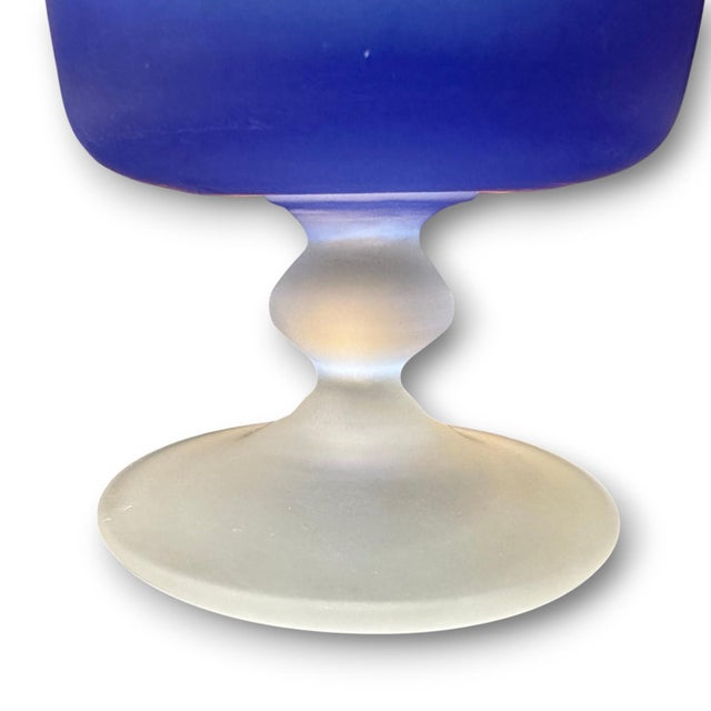 Vintage Cobalt Blue Frosted Parfait Glasses- Set of 8 For Sale In San Diego - Image 6 of 7
