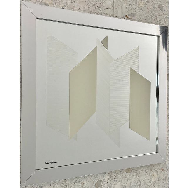 Large and impressive 1970's greg Copeland graphic art. Geometric design paint on mirror. Signed by the artist on the right...