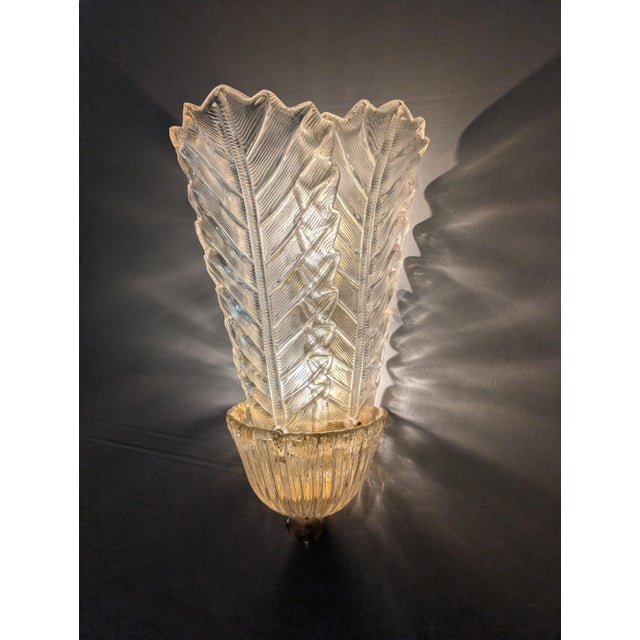 Large Gold Leaf and Murano Glass Wall Lights from Barovier & Toso, 1980s, Set of 2 For Sale - Image 12 of 17