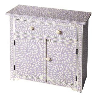Vivienne 29 in. W Rectangular Bone Inlay 1 Drawer 2 Door Console Chest For Sale