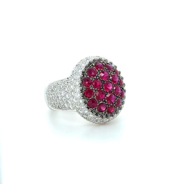 Early 21st Century Mouawad, Ruby and Diamond Rosette Ring, Size 6.5 For Sale - Image 5 of 7