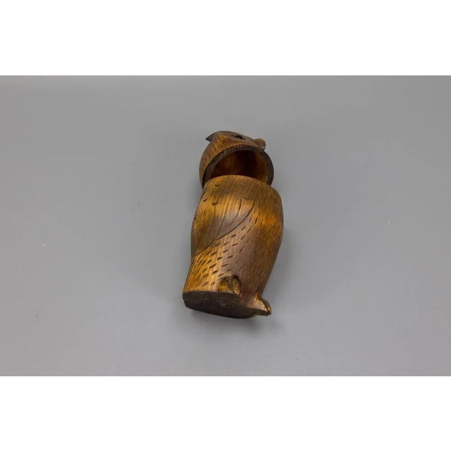 Mid-Century Black Forest Style Carved Linden Wood Owl Box, Germany, 1950s For Sale - Image 13 of 18