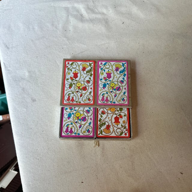 Boho Chic Vintage Colorful Floral Boho Double Set of Congress Playing Cards For Sale - Image 3 of 5