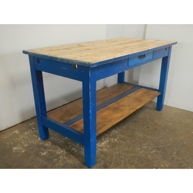 Industrial Vintage Worktable in Fir, 1970s For Sale - Image 3 of 11