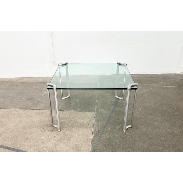 Vintage Space Age Glass and Aluminum Couch Table attributed to Peter Ghyczy, 1970s For Sale - Image 3 of 18