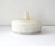 A vintage, mid-century Italian white alabaster (stone, marble) round lidded box, with grooved sides and a double knob...