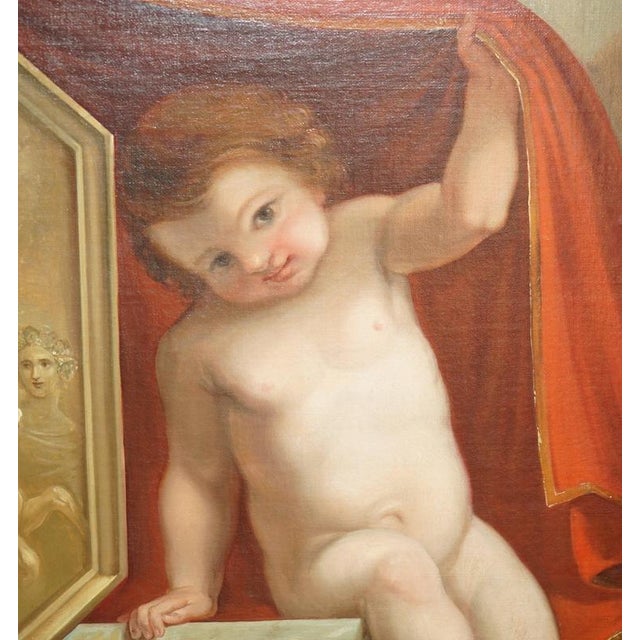 Classical Putti Revealing the Chariot of Apol, 1860, Oil Painting For Sale - Image 6 of 18