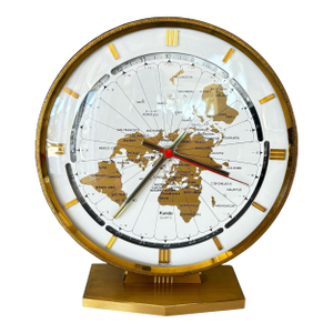 Modernist Desk World Clock Kundo by Kieninger & Obergfell West Germany 1960s