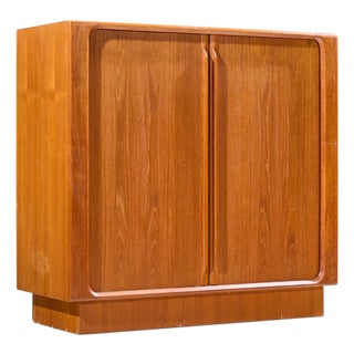 Bernhard Pedersen Mid Century Danish Teak Tambour Armoire Dresser For Sale