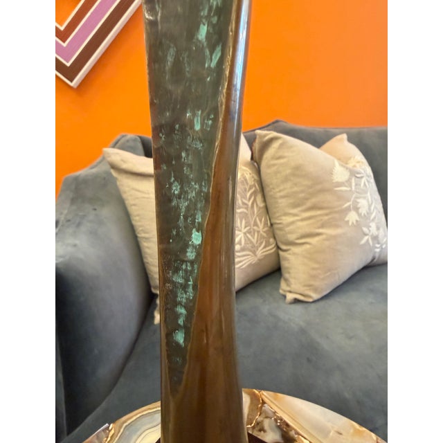 "Grace" by Ante Bullion Bronze Modernist Abstract Sculpture on Stone Base With Name Plaque Dated 1995 For Sale In Miami - Image 6 of 7