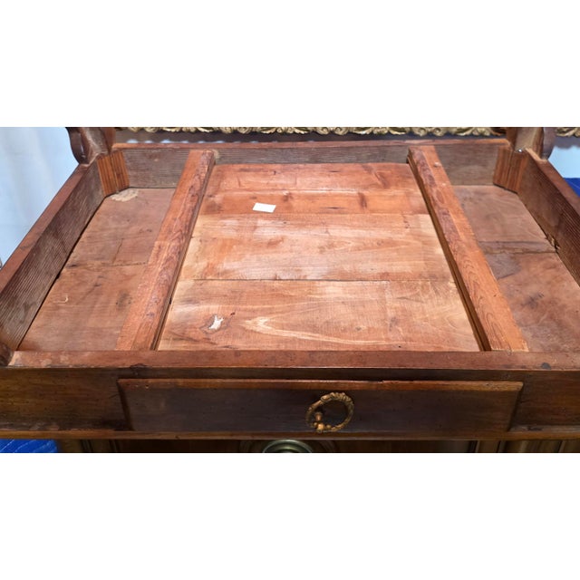 Antique Provincial Queen Anne Cabriole-Leg Writing Table in Warm Patinated Wood With Brass Ring Pull, Circa 1780–1830 For Sale - Image 12 of 17