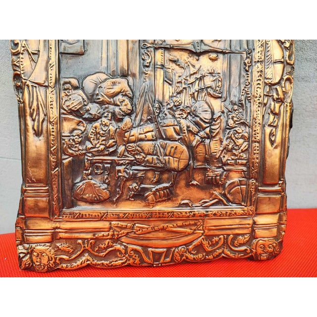 Picture, copper repoussé bas-relief, ,60s, dimensions height 28.5 cm, width 18.5 cm, depth 1.2 cm.