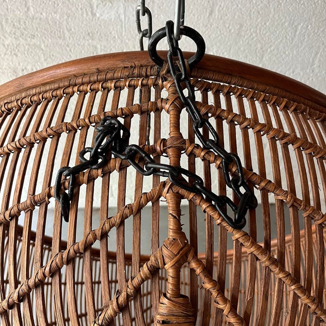 Wood Spherical Reed Hanging Chair, 2000s For Sale - Image 7 of 15