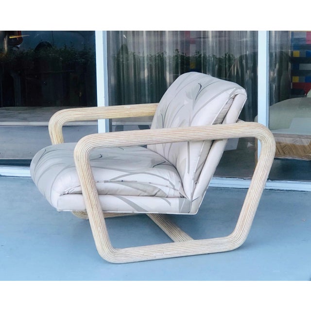 1985 Modernist Rattan Pencil Reed Lounge Chair For Sale In Miami - Image 6 of 12