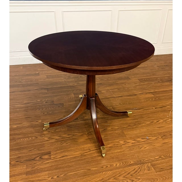 Brown Traditional Round Walnut Occasional Table by Leighton Hall - Showroom Sample For Sale - Image 8 of 10