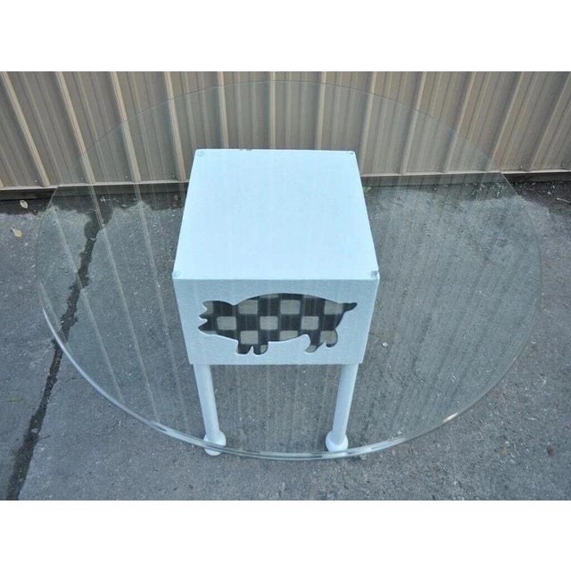 Late 20th Century Farmhouse "Butcher" Cow & Pig Painted White & Black Metal & Glass Dining Table For Sale - Image 5 of 12