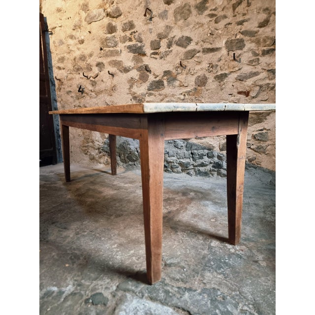 Brown Antique French Country Dining Table with Oak Base & Pine Top, 1900s For Sale - Image 8 of 17