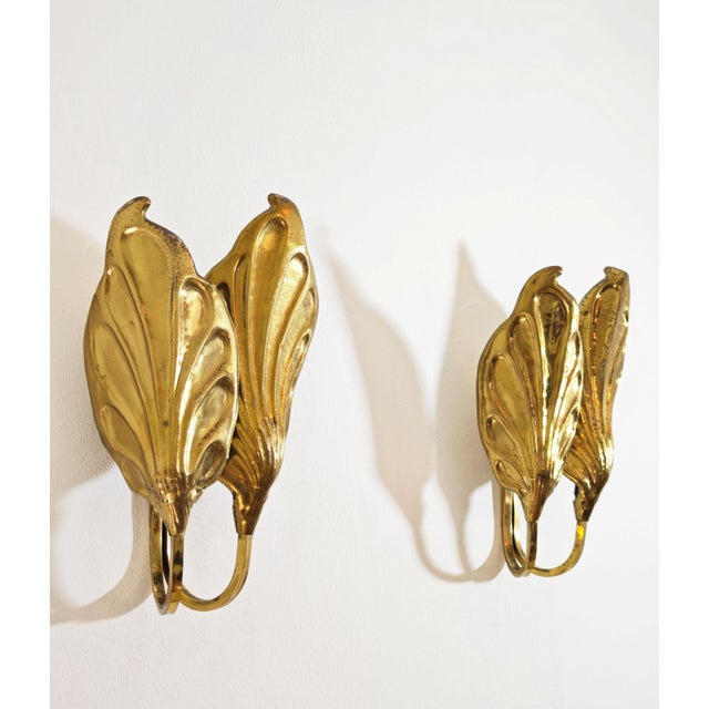 Gold Brass Wall Lamps by Tommaso Barbi for G&G Studio, Italy, 1960s, Set of 2 For Sale - Image 8 of 16