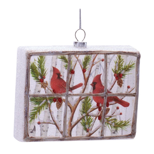 2020s Cardinal Window Ornament Set of 6  5"L x 4"H Glass For Sale - Image 5 of 6