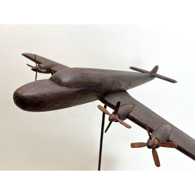 1950s Handmade Oak Hercules C-130 Airplane on Stand, 1950s For Sale - Image 5 of 18