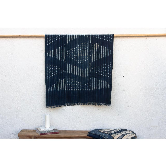 Vintage African Moss "Kaya Eclipse" Indigo Throw For Sale - Image 4 of 6