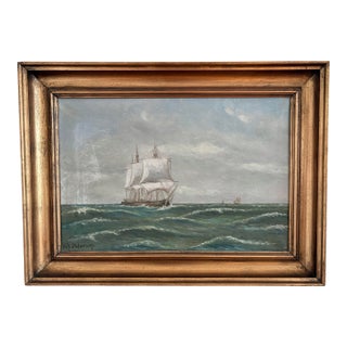 Vintage Original Seascape Oil Painting, Signed Coastal Landscape For Sale