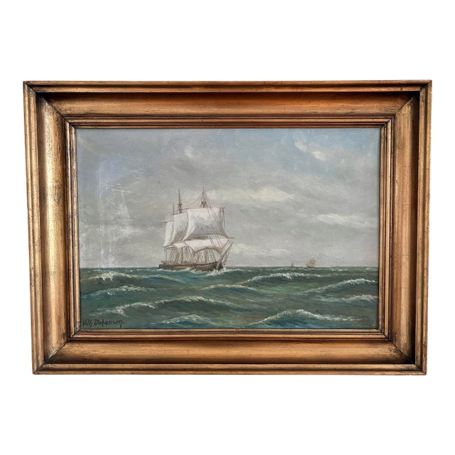 Vintage Original Seascape Oil Painting, Signed Coastal Landscape For Sale