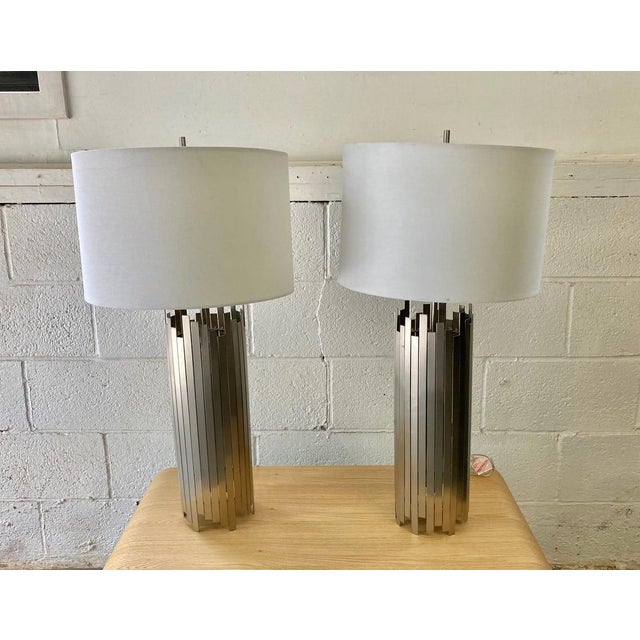 Mid-Century Modern Vintage Modern Metal Brutalist Table Lamps in the Style of Paul Mayen For Sale - Image 3 of 10