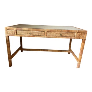 Serena & Lily Rattan and Glass Desk For Sale