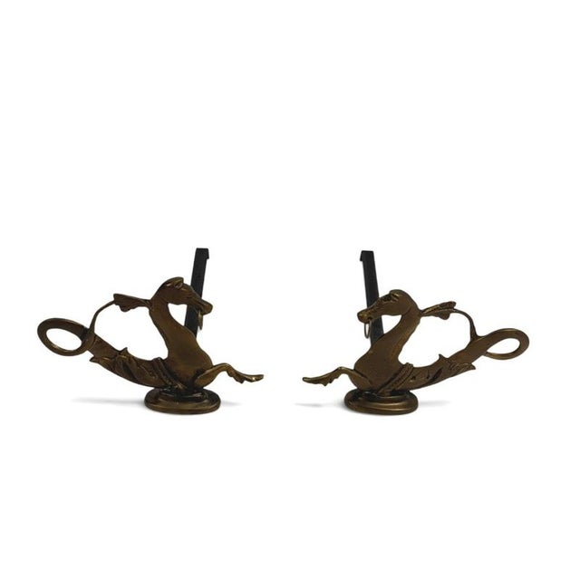 Gold 19th Century Fire Dogs Featuring Seahorses, 1880, Set of 2 For Sale - Image 8 of 12