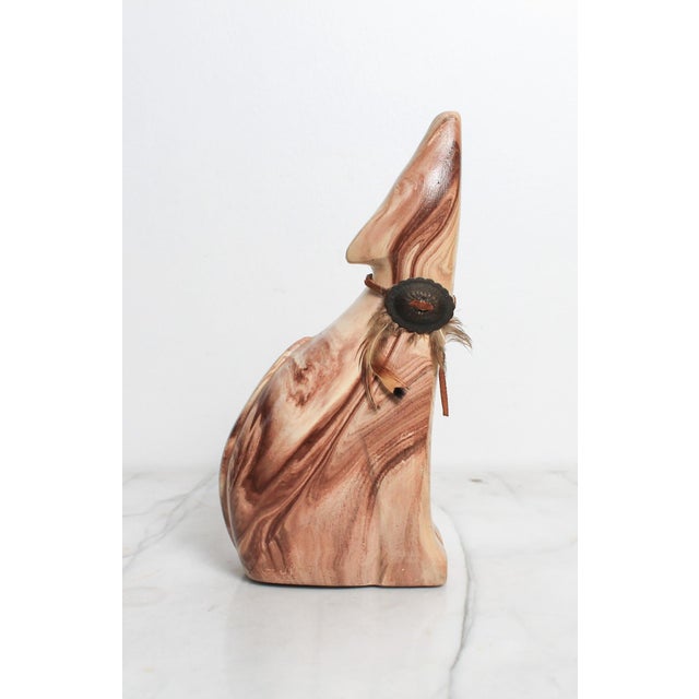 Vintage Hand Carved Soapstone Howling Wolf Figurine For Sale - Image 4 of 11