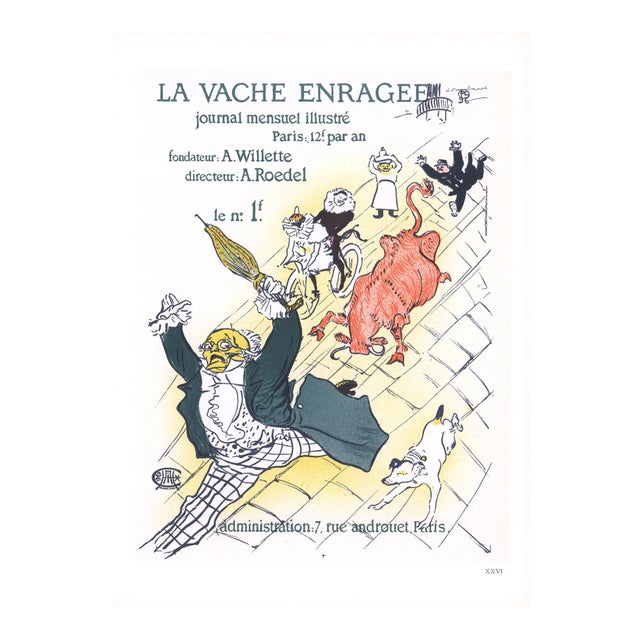 1966 Henri De Toulouse-Lautrec 'La Vache Enragee' Art Nouveau Multicolor France Lithograph For Sale