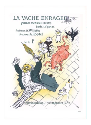 1966 Henri De Toulouse-Lautrec 'La Vache Enragee' Art Nouveau Multicolor France Lithograph