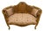 French Louis XV Style Settee – Gilded Gold Leaf Frame With Elegant Cream Damask & Accent Cushions For Sale