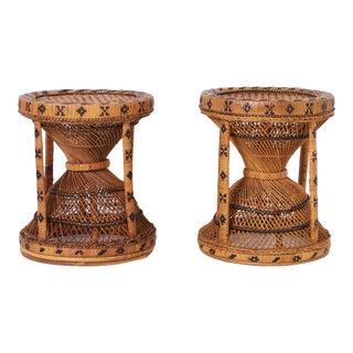 Anglo Indian Pair of Wicker Stools or Stands For Sale