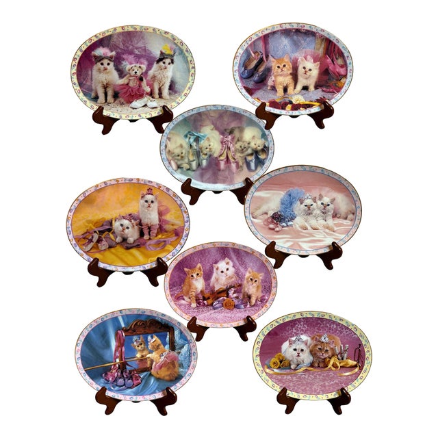 Kittens Danbury Mint Prima Ballerinas Complete Set of 8 Plates David Belda Vintage Kitsch For Sale