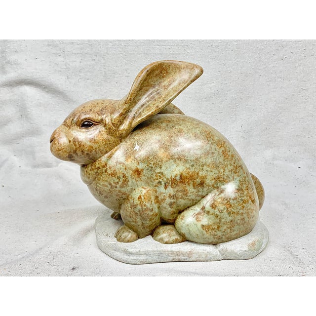 Vintage 1993 Michael Lord Hand Carved Stone Bunny Statue For Sale - Image 11 of 11