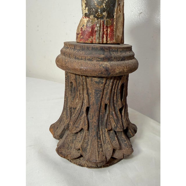 Antique 18th Century Indonesian Carved Polychromed Wood Sculpture Figure Statue For Sale In New York - Image 6 of 11
