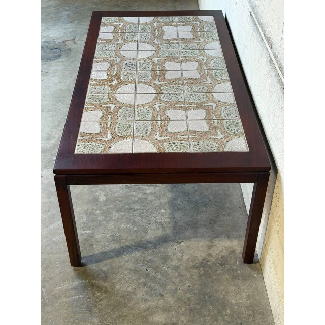 1960s Rosewood Rectangular Coffee Table With Ceramic Tile Top Vintage Mid-Century Modern 1960s For Sale - Image 5 of 11