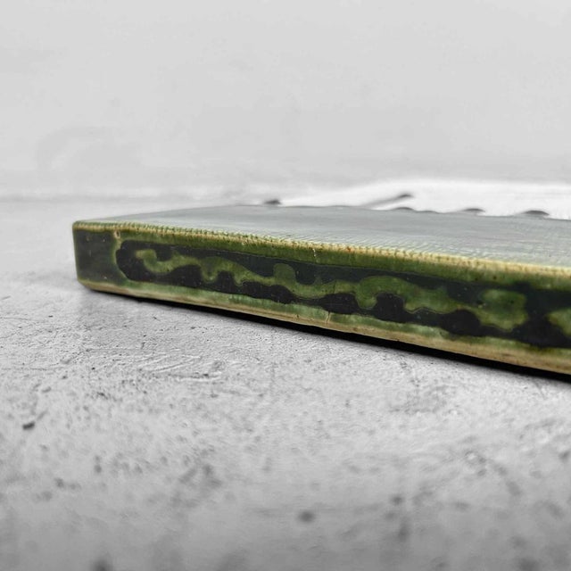 Taisho Oribe-Ware Toban Ceramic Tea Ceremony Tile, Japan, 1920s For Sale - Image 9 of 15