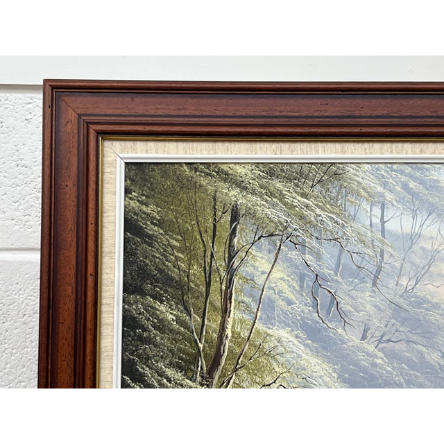 River Landscape with Water Mill in England with Lush Trees by British Artist 1976 For Sale - Image 16 of 16