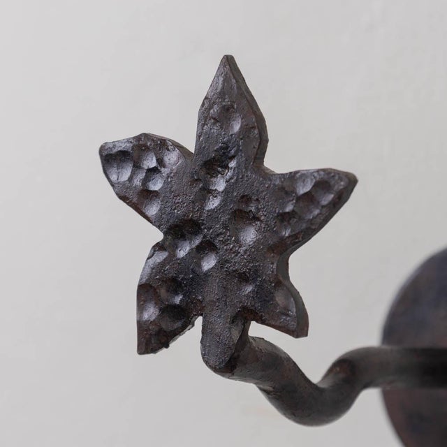 1950s Spanish Iron Flower Wall Hook For Sale - Image 4 of 11