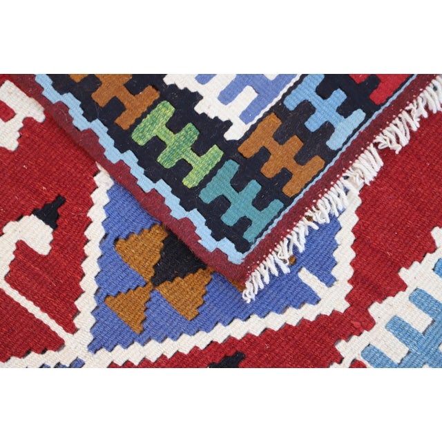 1970s Geometric Oushak Hand Knotted Luxury Wool Kilim Rug For Sale In Sacramento - Image 6 of 9